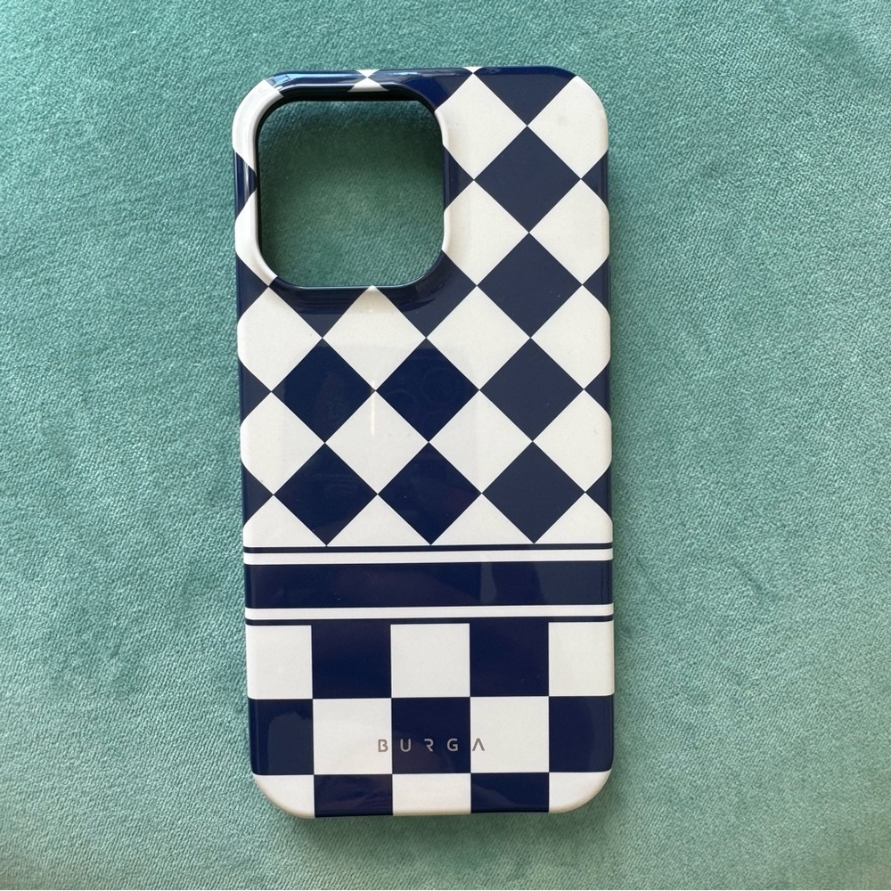 Burga iPhone 15 Pro Max Blue and White Checkered Phone Case